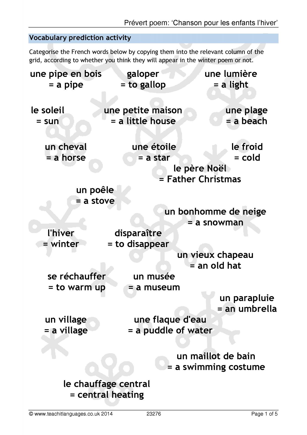 KS3 French Reading Teachit Languages