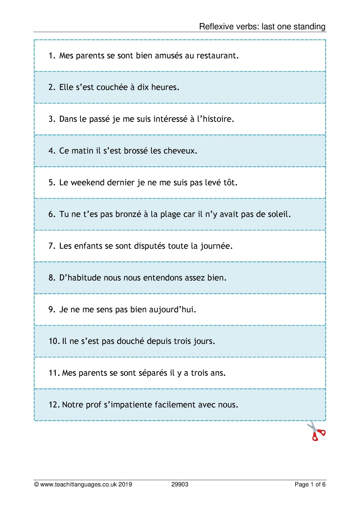 french reflexive verbs activities Inside Reflexive Verbs Spanish Worksheet